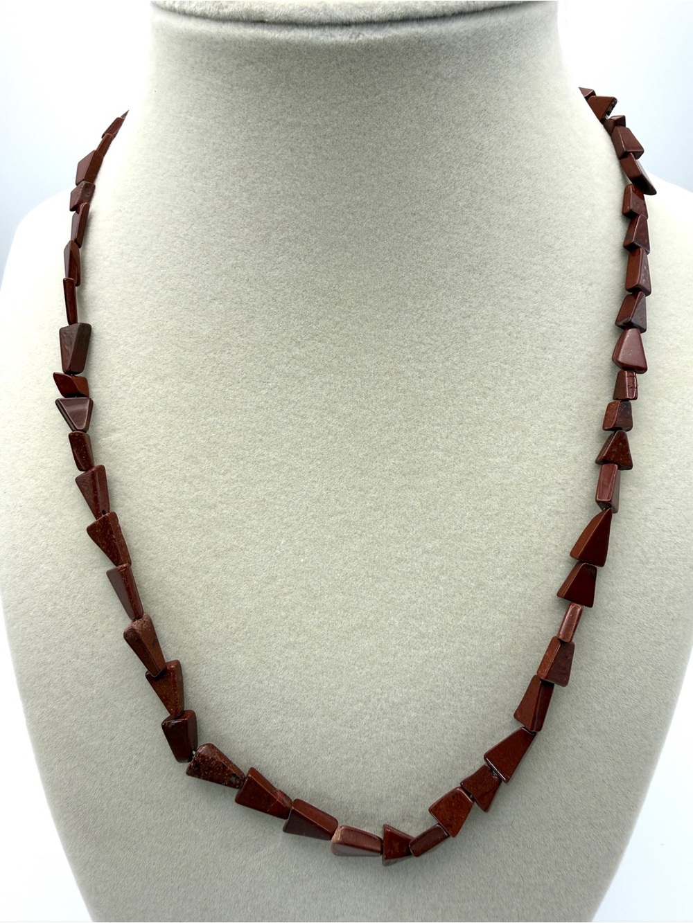 Red Jasper Triangle Bead Necklace 18"